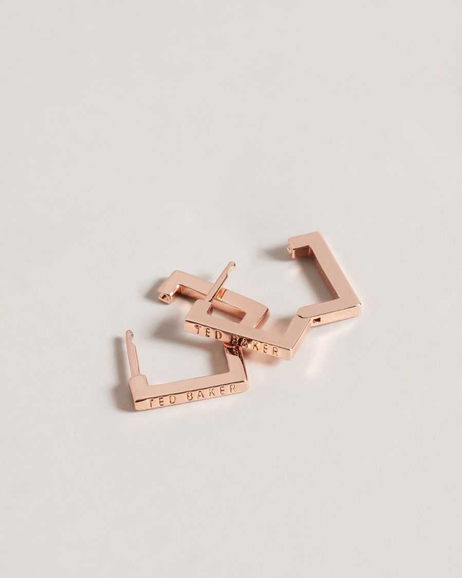 Ted Baker Senrii Small Square Hinge Earrings Rose Gold Colour | 5167894-GC