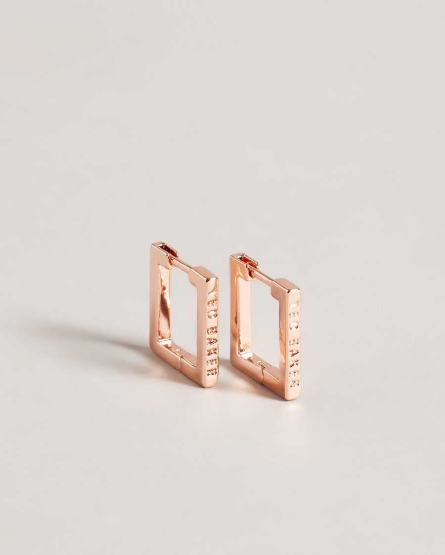 Ted Baker Senrii Small Square Hinge Earrings Rose Gold Colour | 5167894-GC