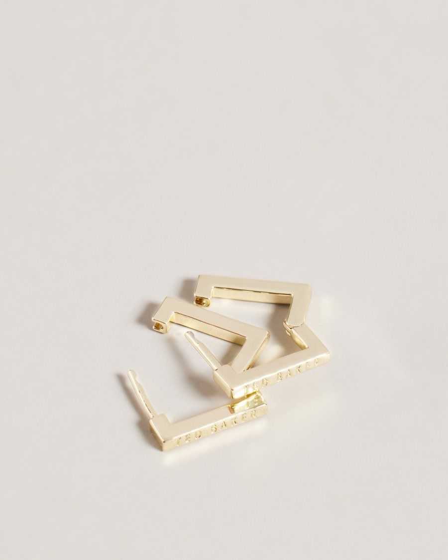 Ted Baker Senrii Small Square Hinge Earrings Gold Colour | 7185690-BG