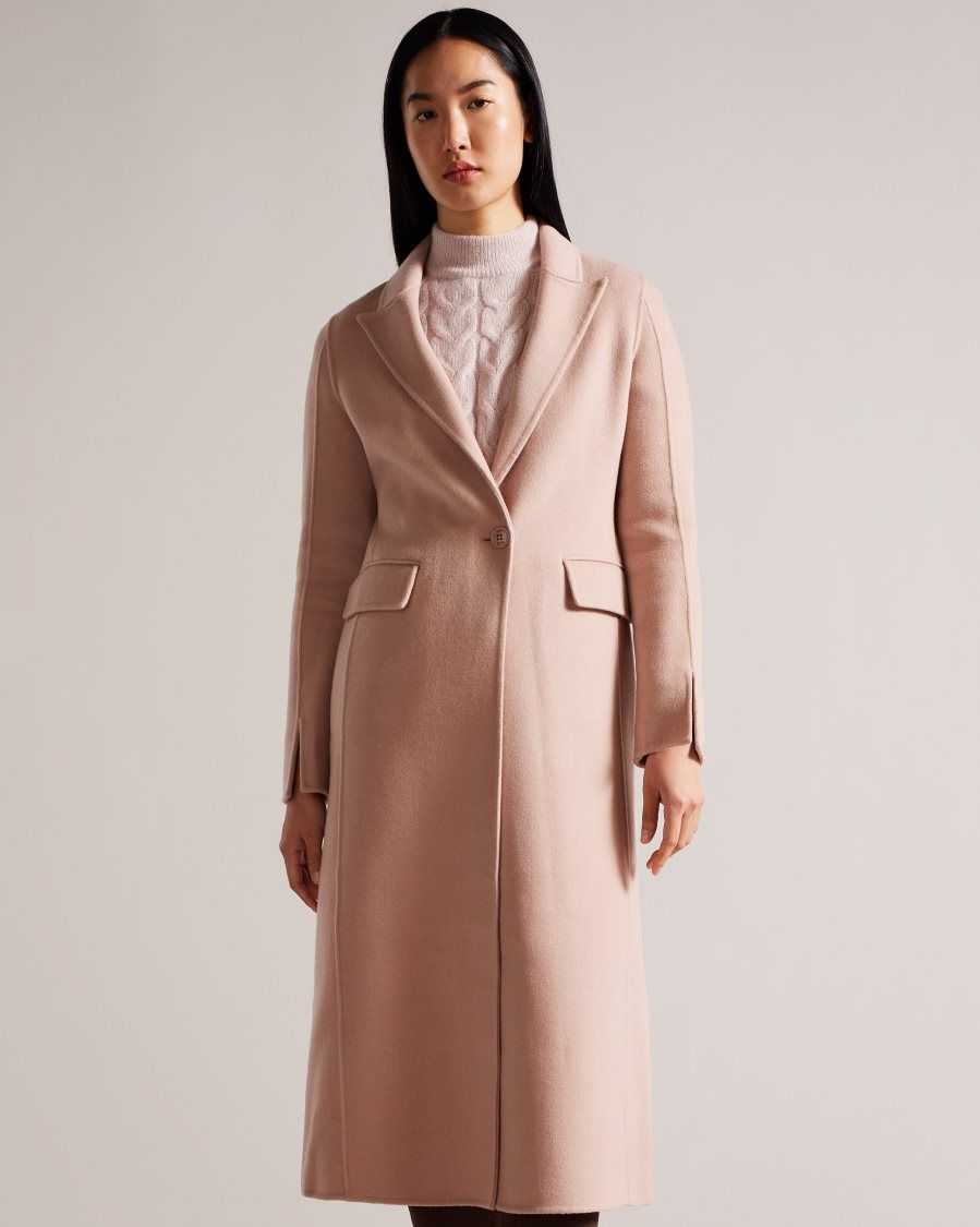 Ted Baker Serinn Wool Blend Longline Coat Dusky Pink | 2475839-DT