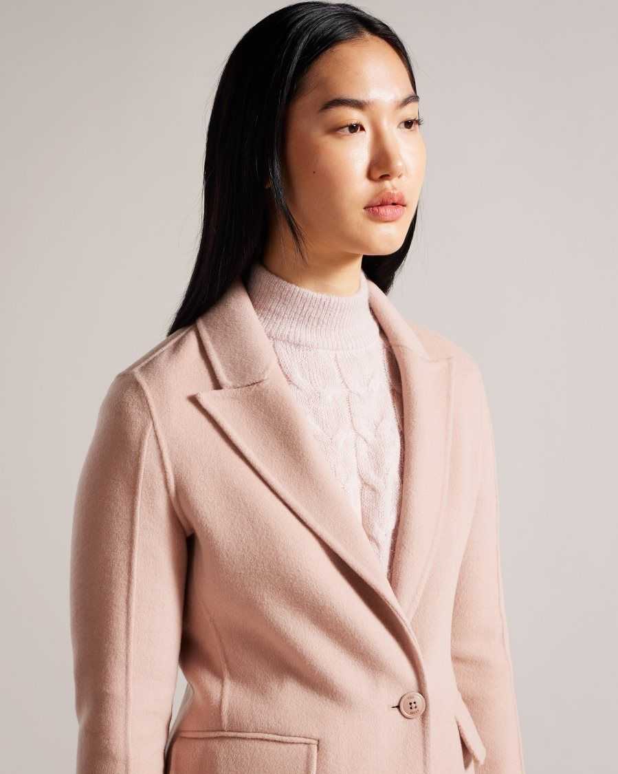 Ted Baker Serinn Wool Blend Longline Coat Dusky Pink | 2475839-DT