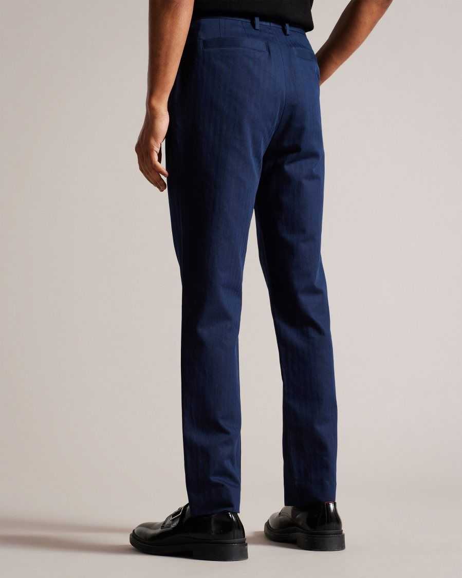 Ted Baker Shakert Slim Fit Herringbone Trousers Navy | 6308147-VS