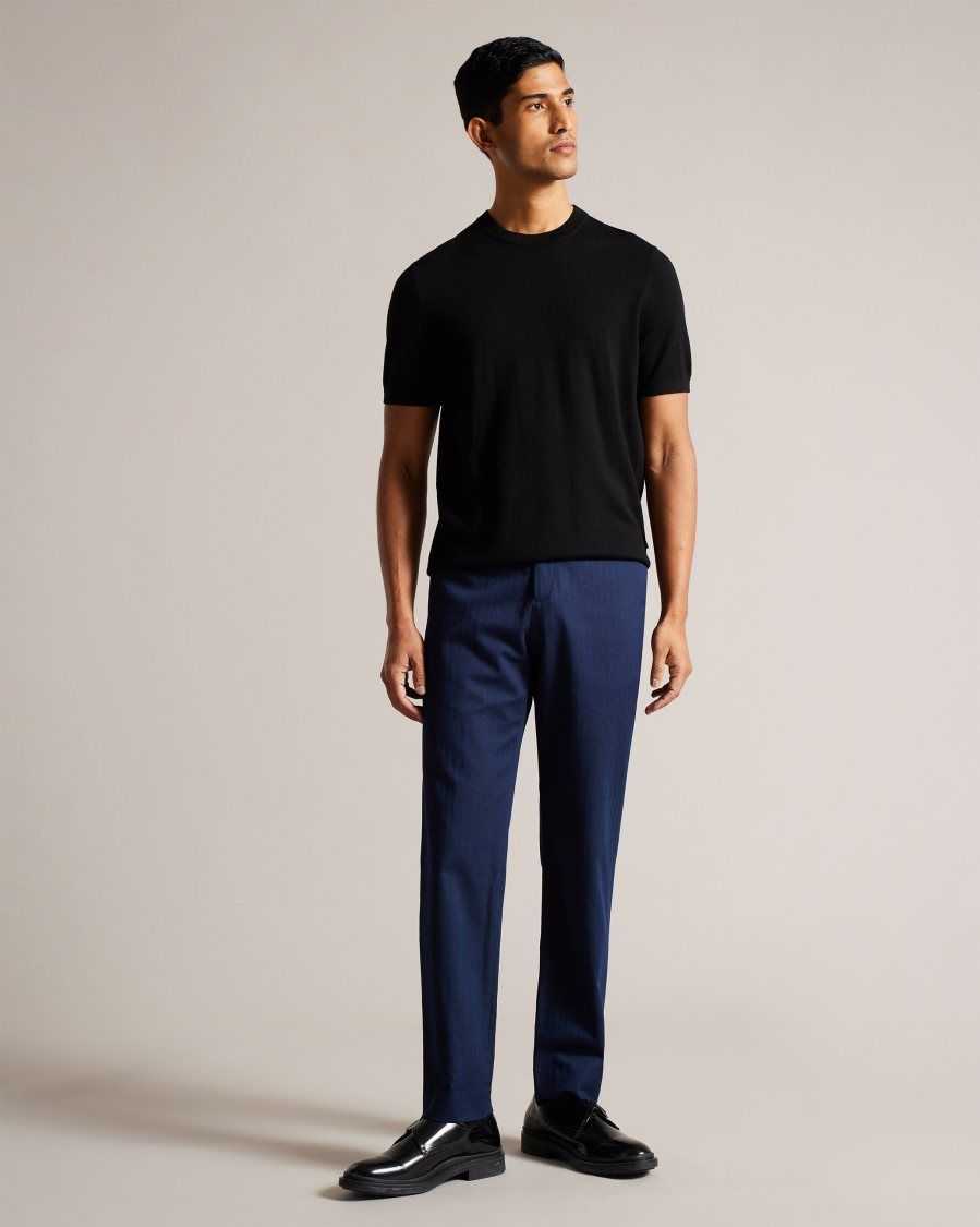 Ted Baker Shakert Slim Fit Herringbone Trousers Navy | 6308147-VS