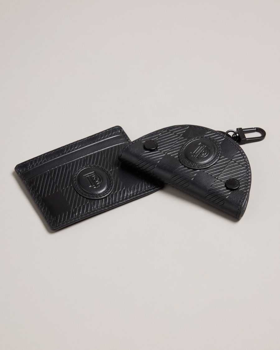 Ted Baker Sharet Leather Check Key And Card Holder Black | 4563810-JU