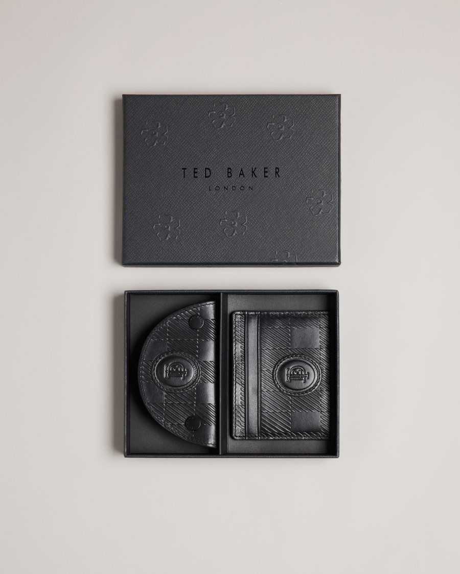 Ted Baker Sharet Leather Check Key And Card Holder Black | 4563810-JU