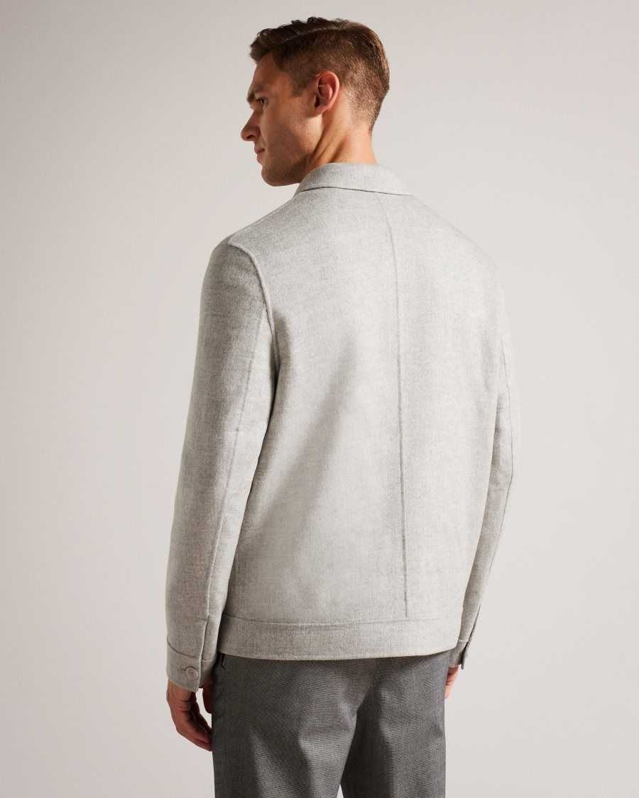 Ted Baker Sharpow Wool Blend Collared Jacket Grey-Marl | 3680571-VE