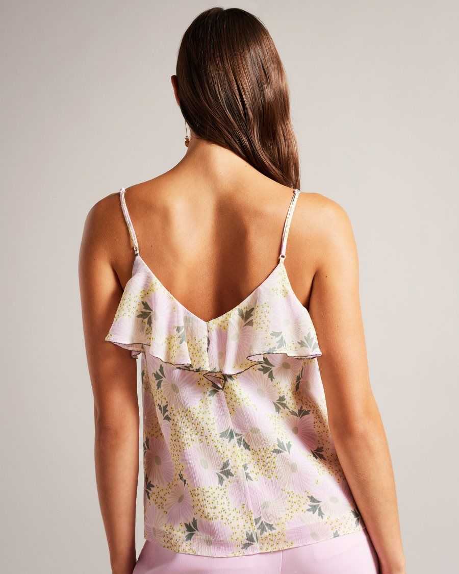 Ted Baker Shaunia Ruffled V Neck Daisy Cami Light Yellow | 6493258-YX