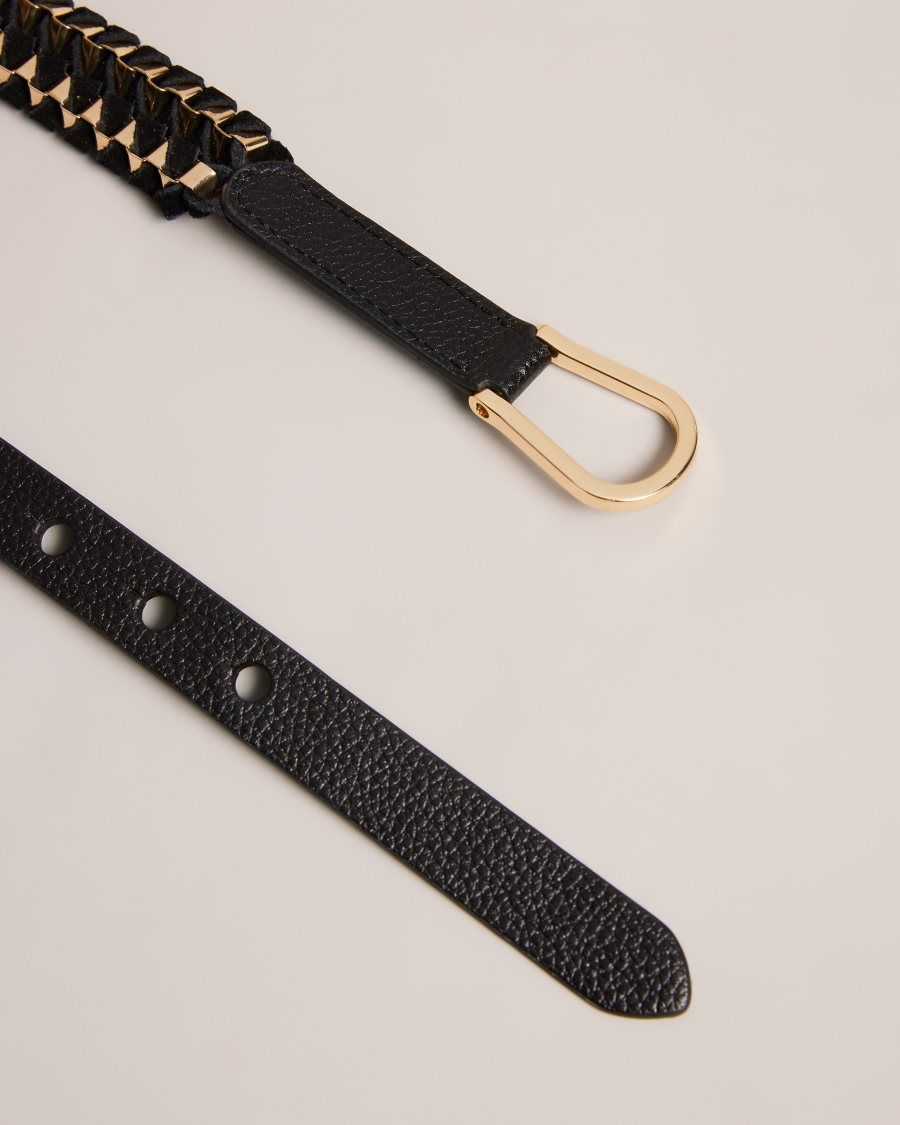 Ted Baker Sheema Chain Woven Equestrian Belt Black | 8197365-FN