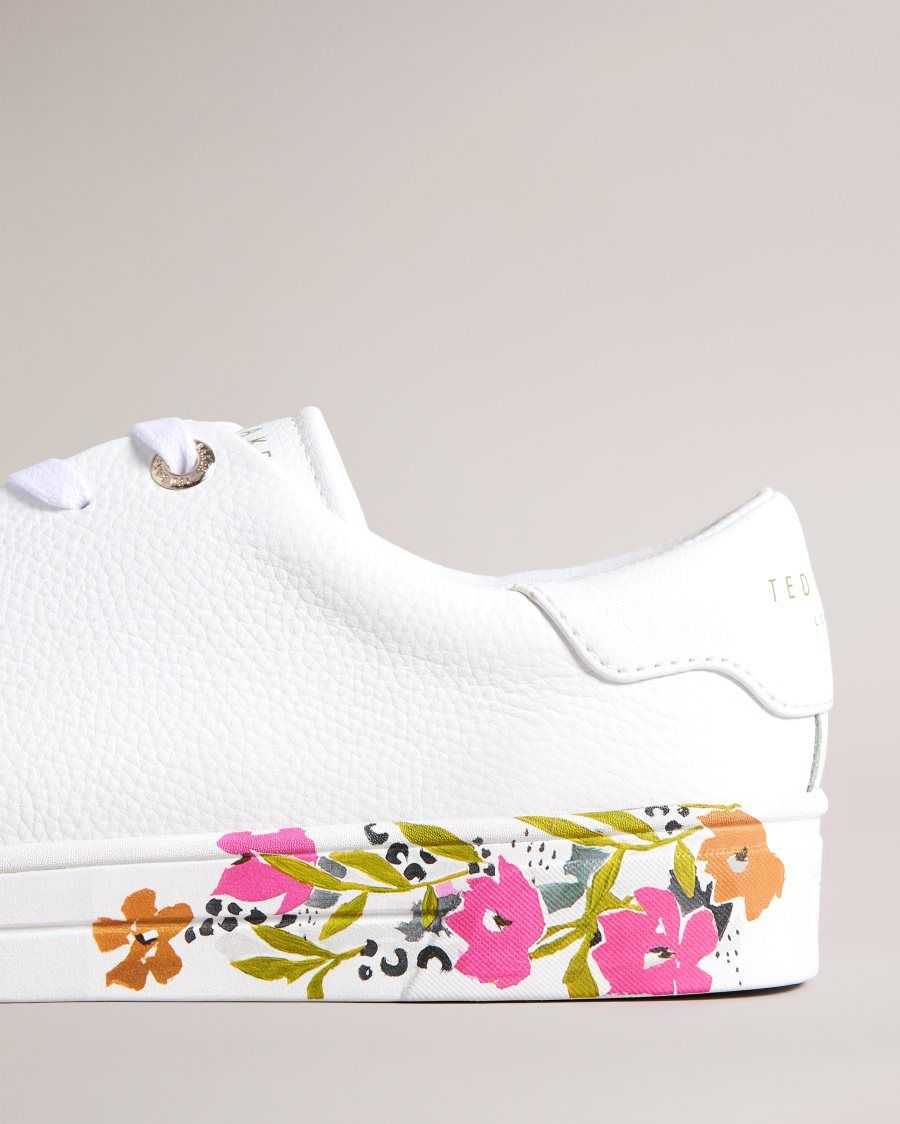 Ted Baker Sheliie Floral Sole Leather Trainers White | 2905716-WM