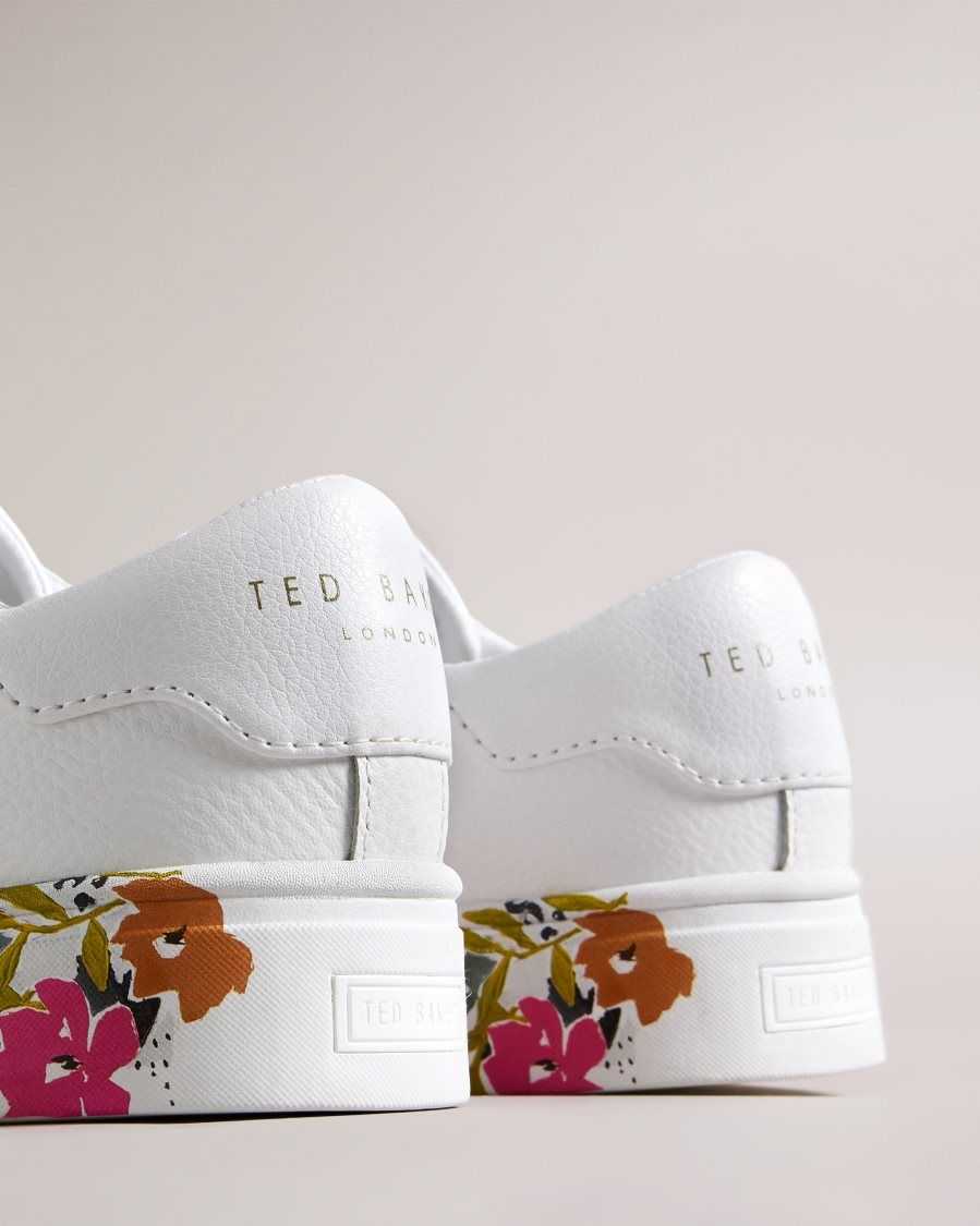 Ted Baker Sheliie Floral Sole Leather Trainers White | 2905716-WM