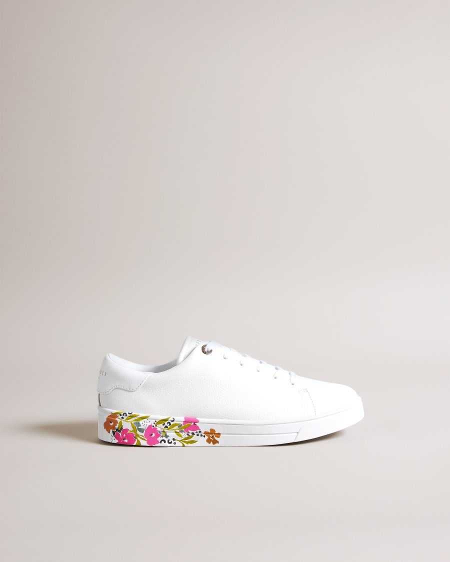 Ted Baker Sheliie Floral Sole Leather Trainers White | 2905716-WM