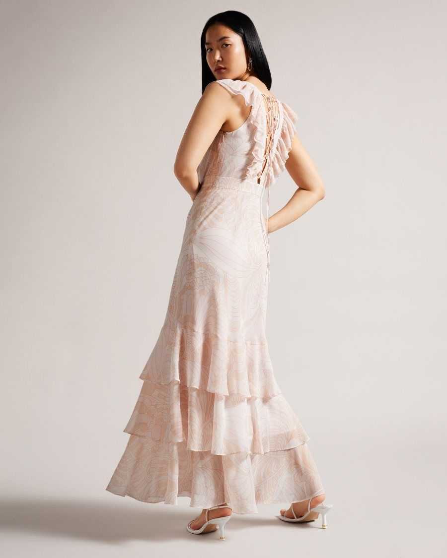 Ted Baker Sheriil Paisley Ruffle Detail Maxi Dress Light Nude | 4298375-VI