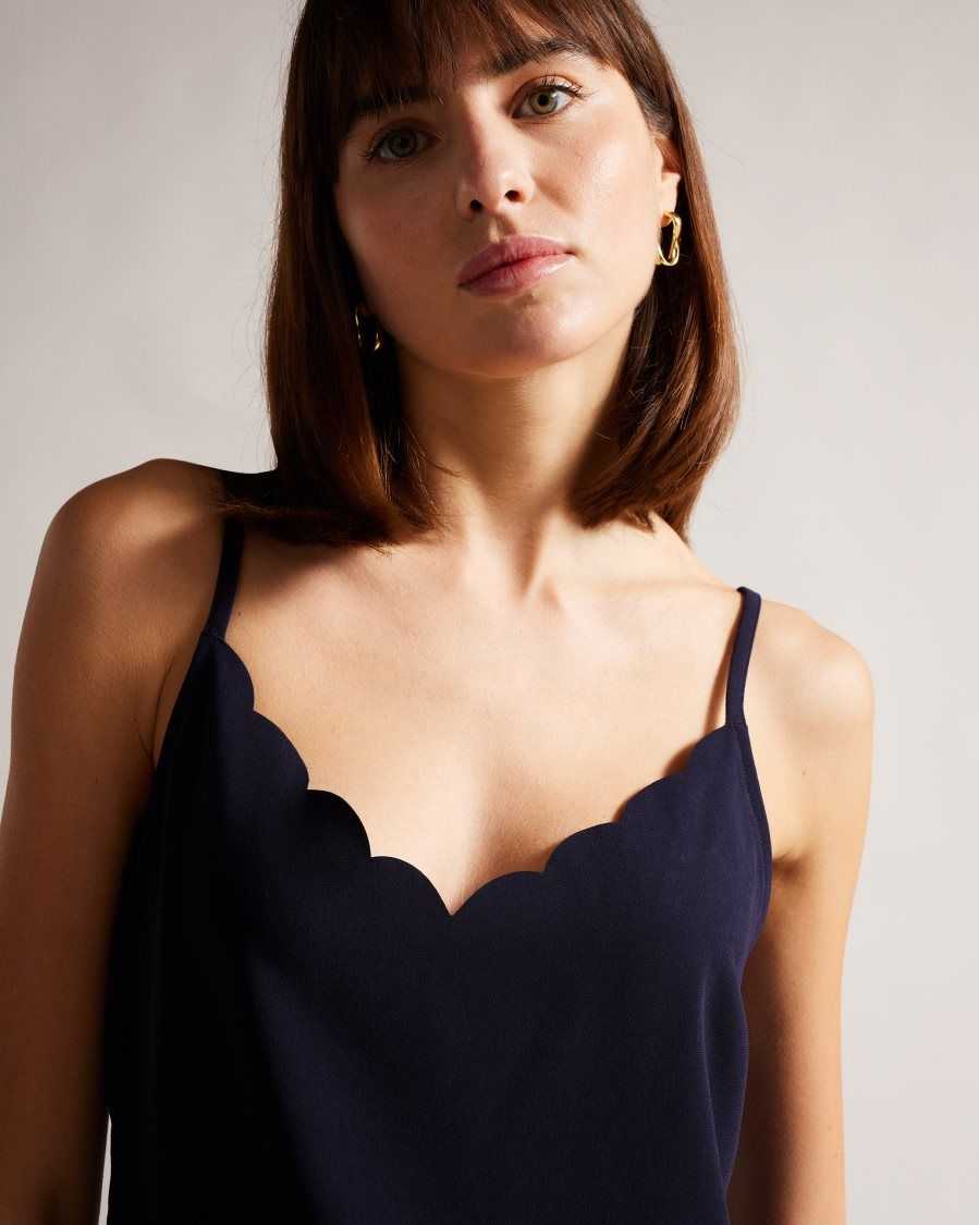 Ted Baker Siina Scallop Neckline Cami Top Navy | 6109583-CU