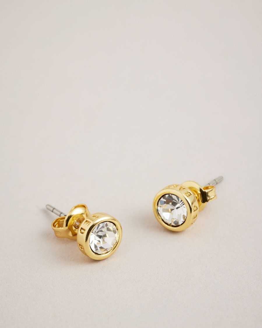 Ted Baker Sinaa Round Stud Earrings Gold Colour | 9145683-XS