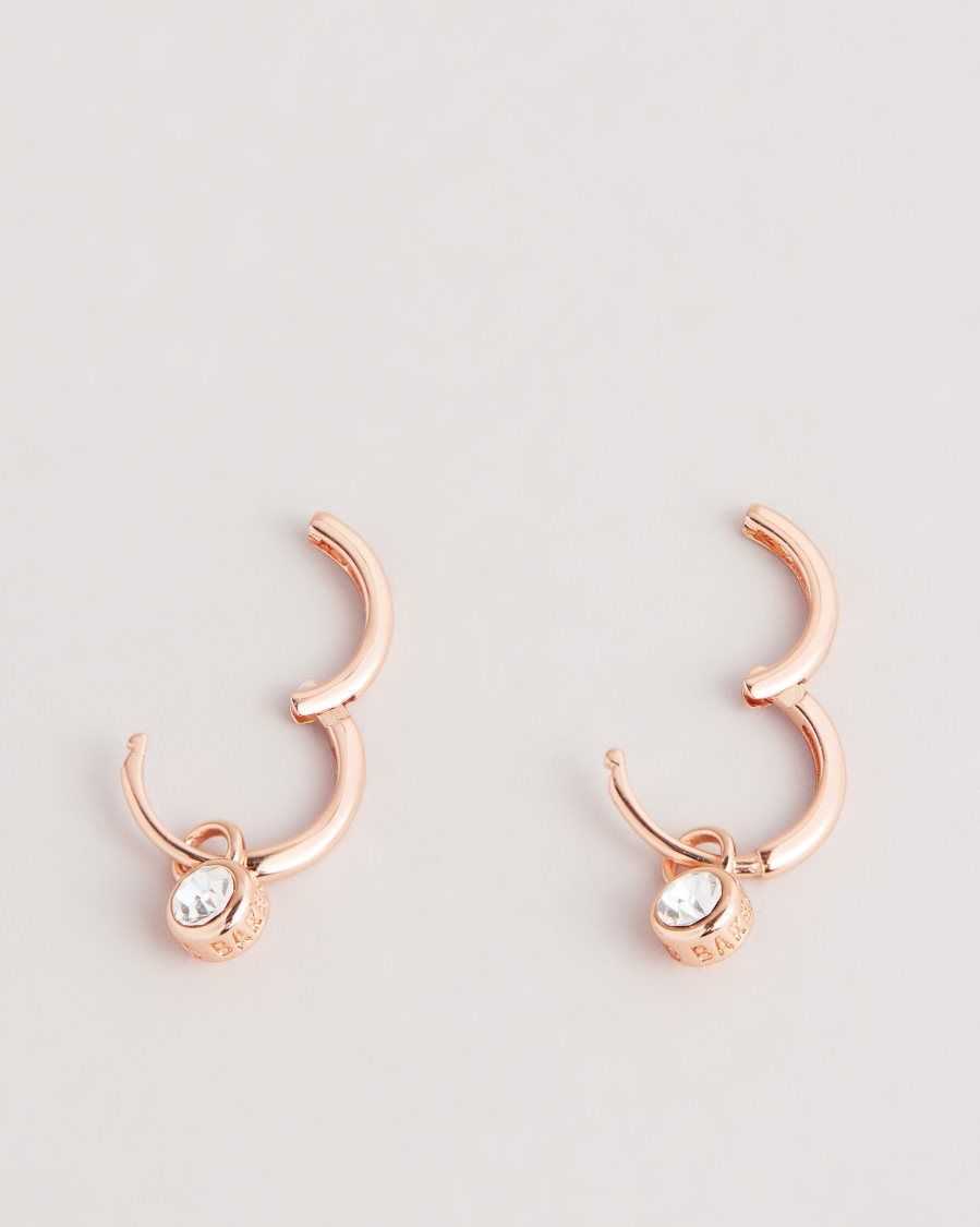 Ted Baker Sinaala Crystal Huggie Earrings Rose Gold Colour | 1405267-VW