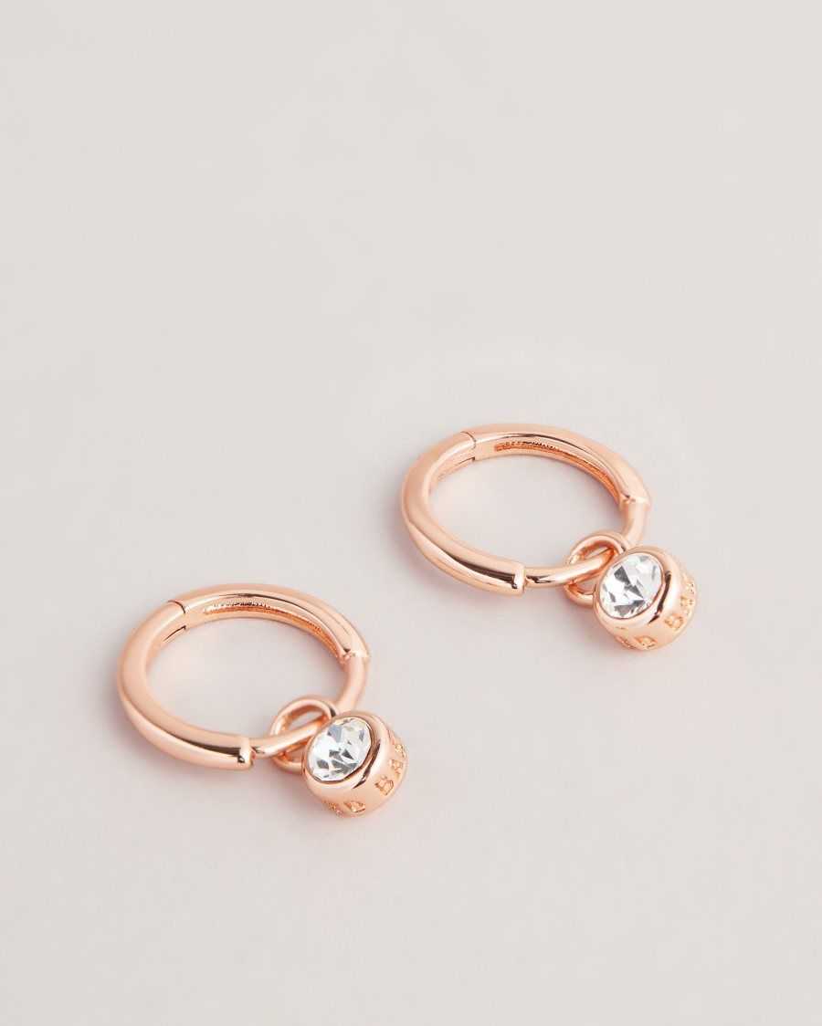 Ted Baker Sinaala Crystal Huggie Earrings Rose Gold Colour | 1405267-VW