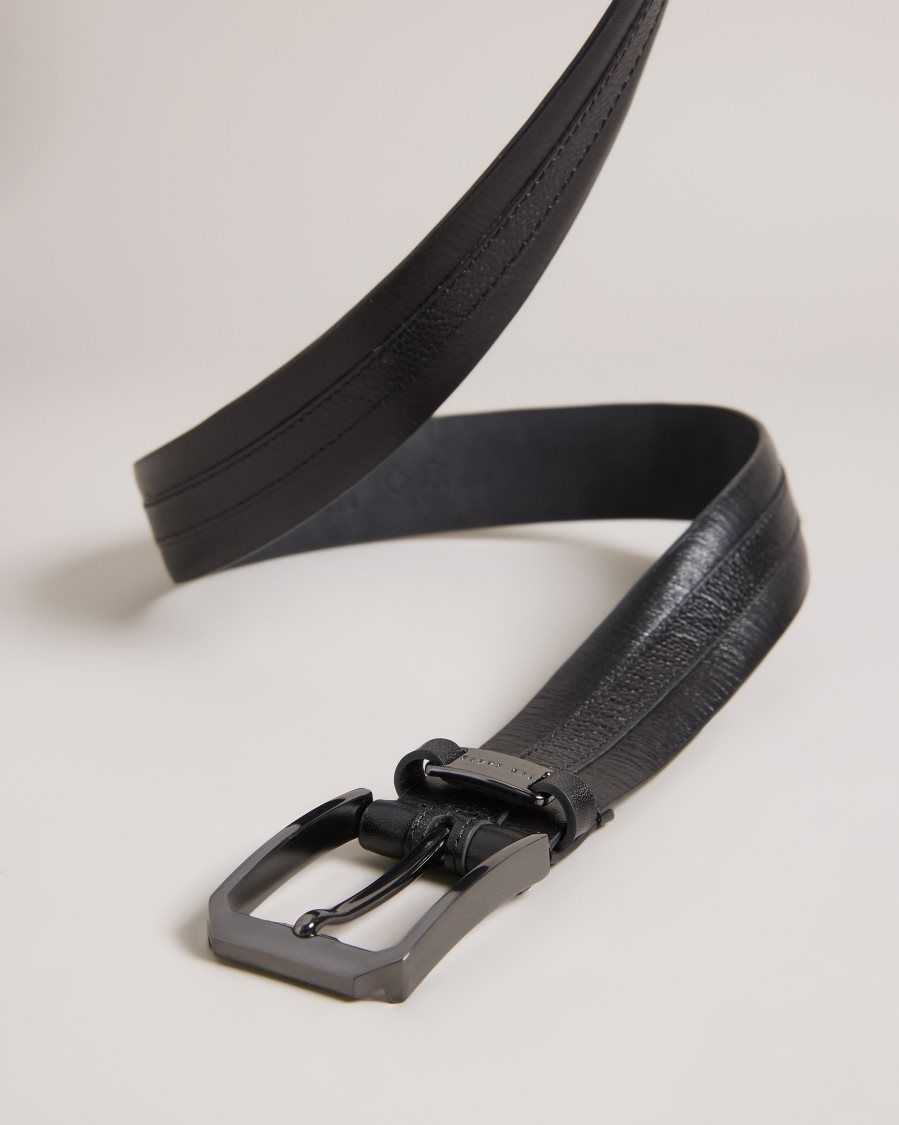 Ted Baker Siymon Mixed Texture Leather Belt Black | 4816023-QI