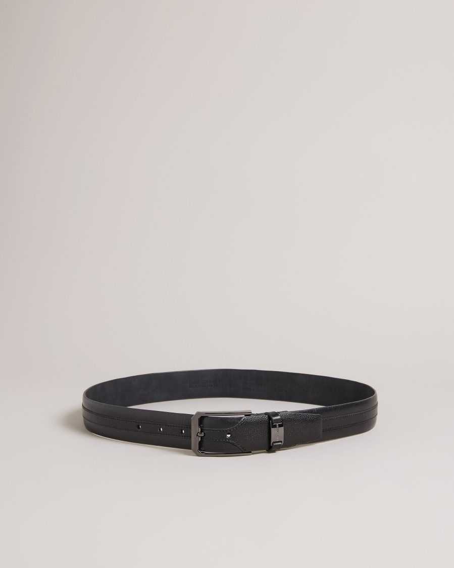 Ted Baker Siymon Mixed Texture Leather Belt Black | 4816023-QI