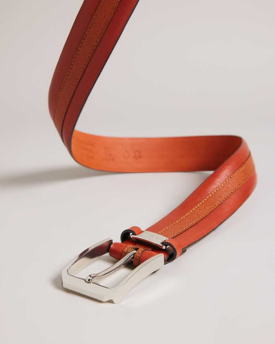 Ted Baker Siymon Mixed Texture Leather Belt Tan | 8702943-YI