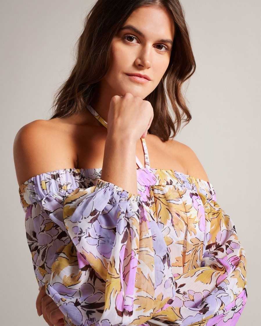 Ted Baker Siyona Off The Shoulder Cover Up White | 7421308-LA