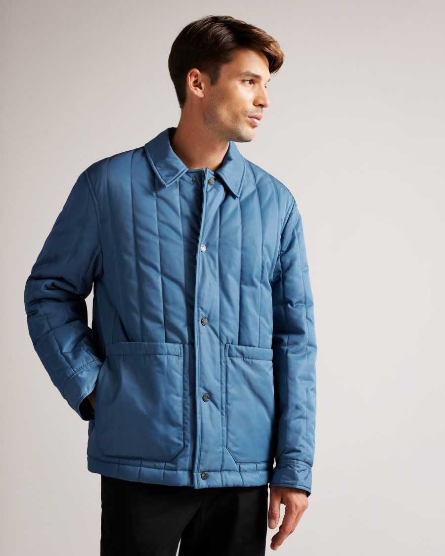 Ted Baker Skelton Quilted Workwear Jacket Medium Blue | 0185627-MO