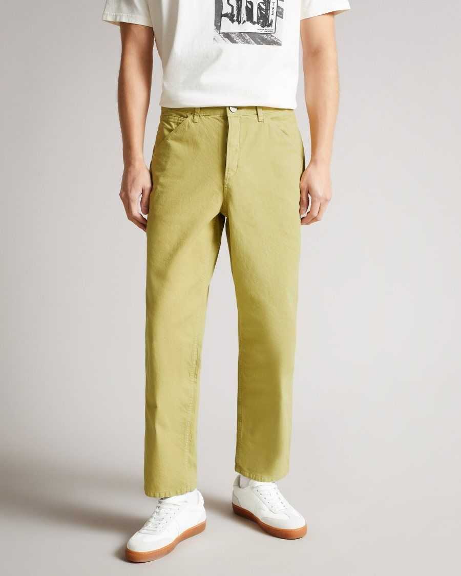 Ted Baker Snargg Wide Leg Five Pocket Chinos Khaki | 0384219-FV