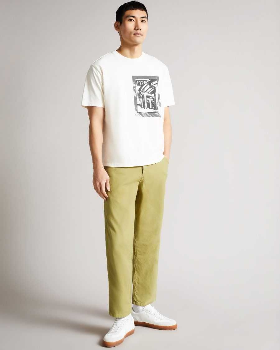 Ted Baker Snargg Wide Leg Five Pocket Chinos Khaki | 0384219-FV