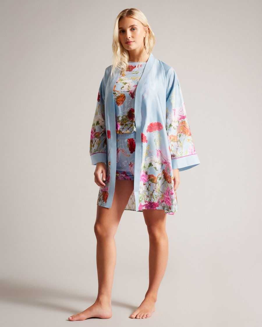 Ted Baker Sofhay Floral Satin Robe Blue | 7310295-LR