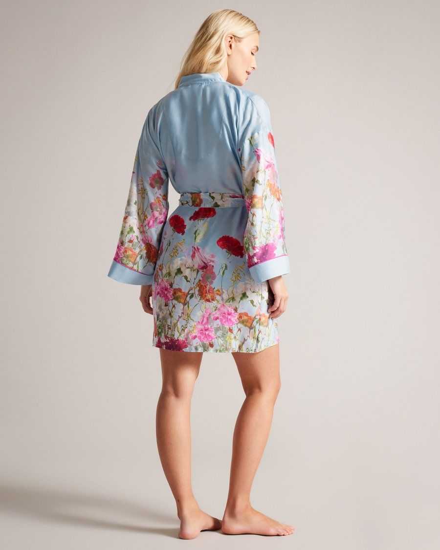 Ted Baker Sofhay Floral Satin Robe Blue | 7310295-LR