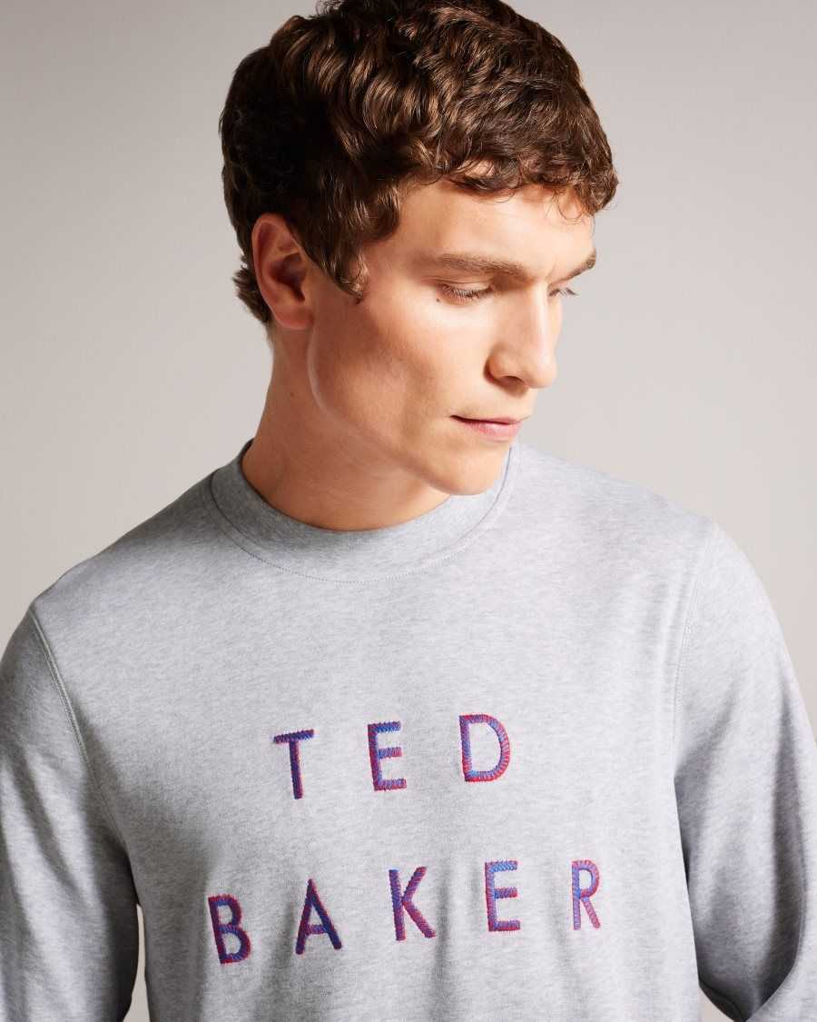 Ted Baker Sonics Long Sleeve Branded Jumper Grey-Marl | 4159382-XH