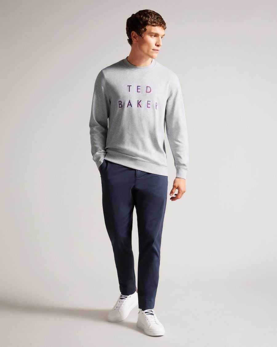 Ted Baker Sonics Long Sleeve Branded Jumper Grey-Marl | 4159382-XH