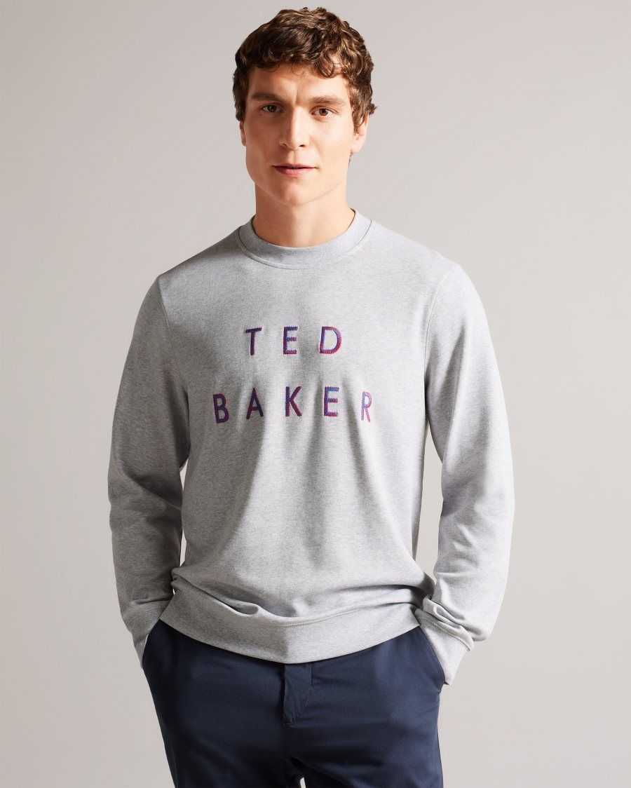 Ted Baker Sonics Long Sleeve Branded Jumper Grey-Marl | 4159382-XH