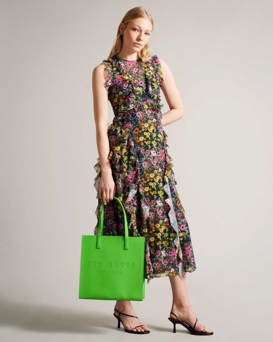 Ted Baker Soocon Large Crosshatch Icon Bag Green | 9761024-CQ