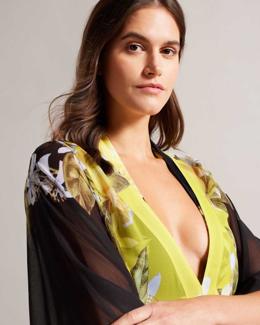 Ted Baker Sopheya Lemon Print Maxi Cover Up Black | 3780456-IZ