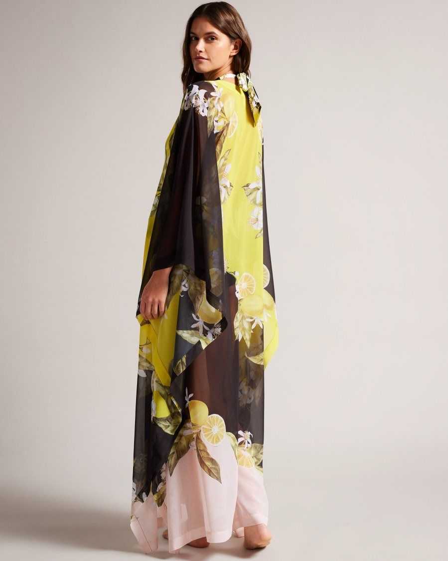 Ted Baker Sopheya Lemon Print Maxi Cover Up Black | 3780456-IZ