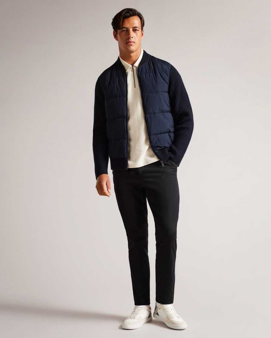 Ted Baker Spores Long Sleeve Wadded Zip Through Jacket Navy | 4387210-BQ