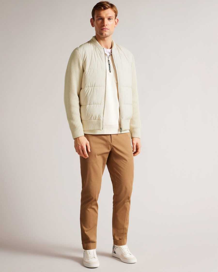 Ted Baker Spores Long Sleeve Wadded Zip Through Jacket Natural | 8960735-VO