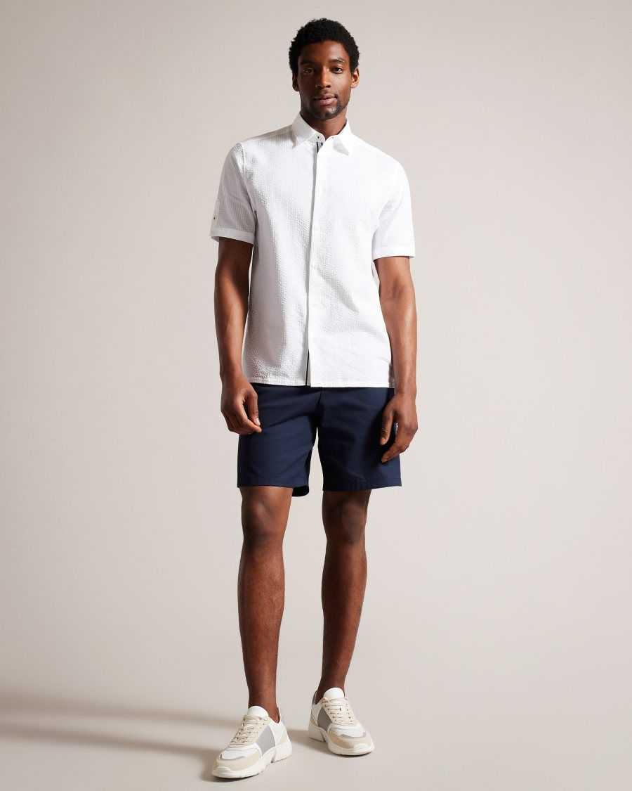 Ted Baker Stansho Short Sleeve Seersucker Shirt White | 2518074-IZ