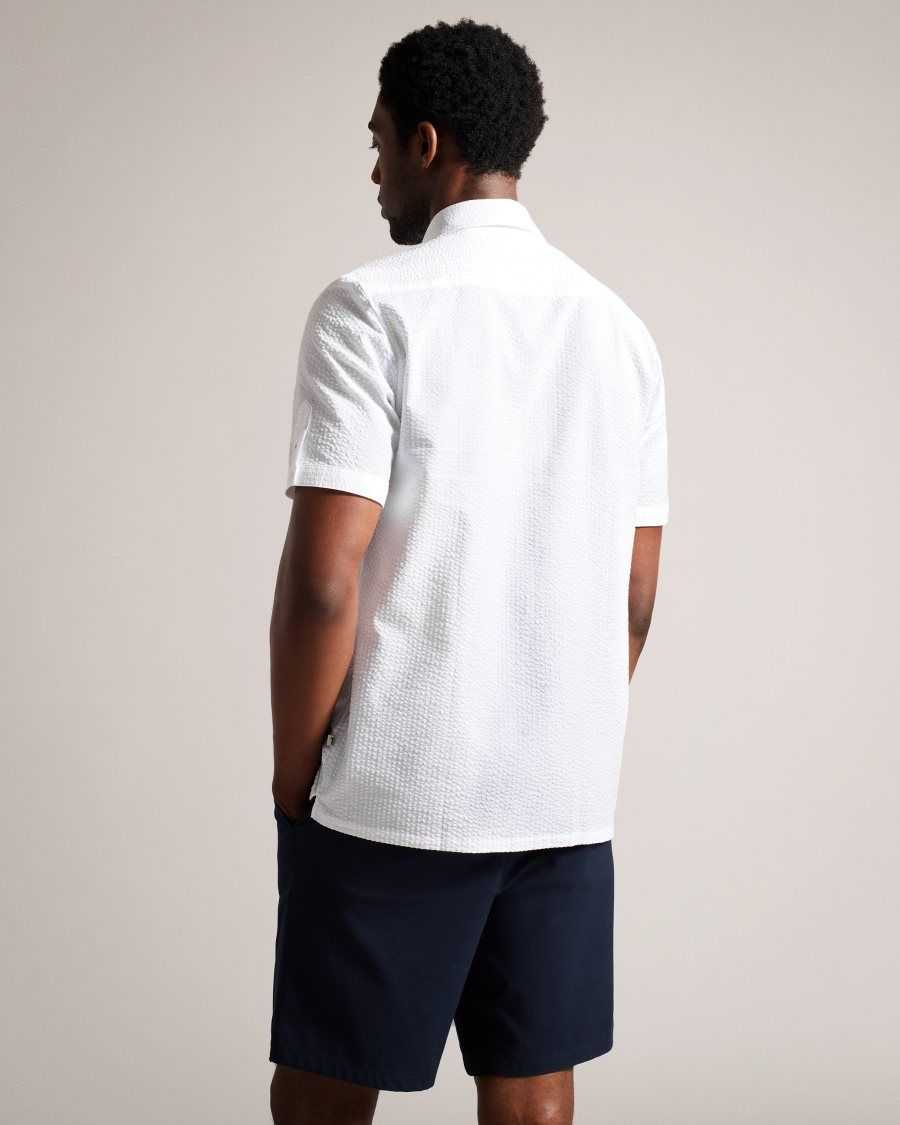 Ted Baker Stansho Short Sleeve Seersucker Shirt White | 2518074-IZ