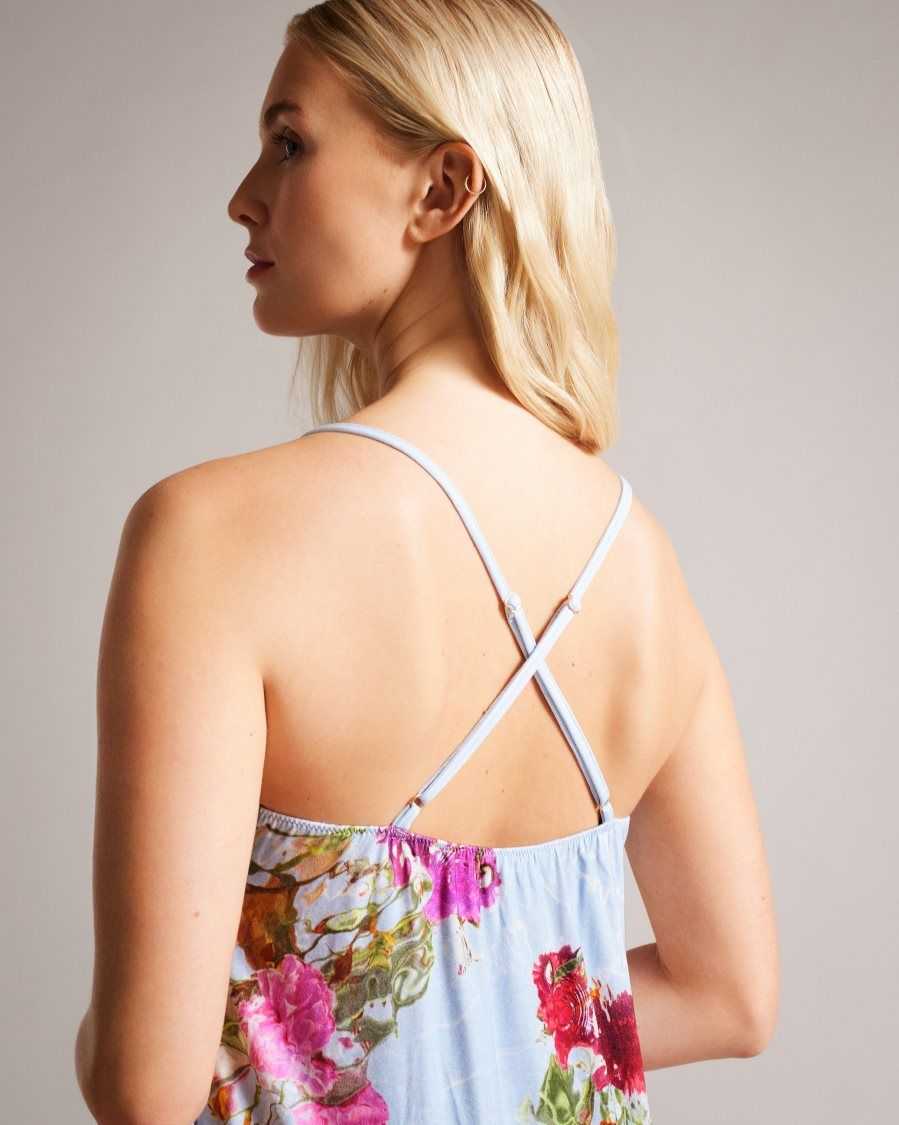 Ted Baker Stepfy Midi Floral Slip Blue | 8607291-RJ