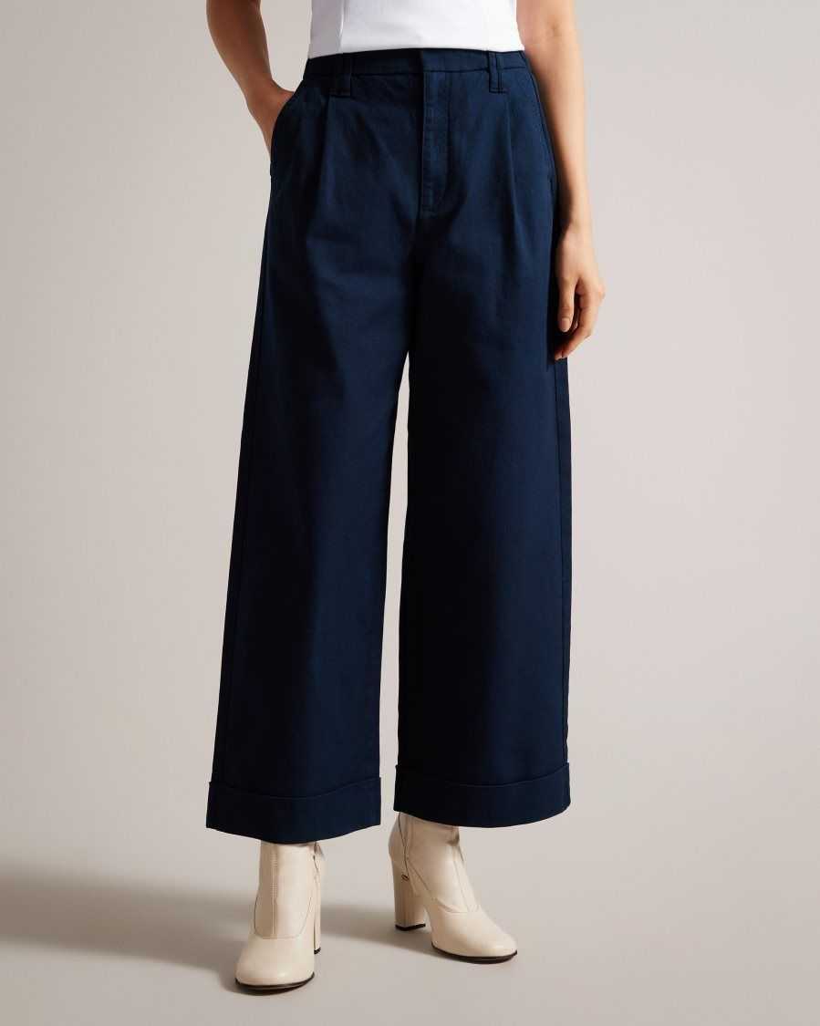 Ted Baker Steviey Wide Leg Tailored Trousers Dark Navy | 7612380-XC