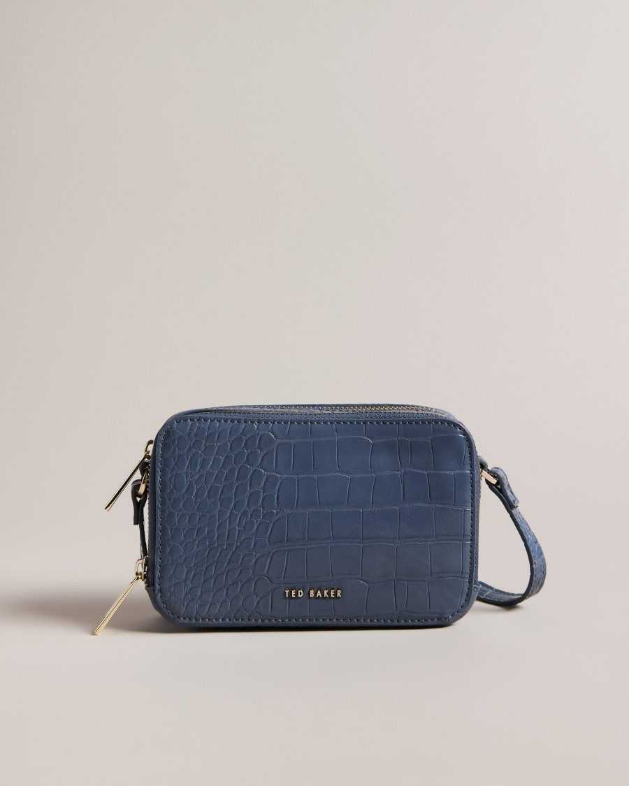 Ted Baker Stina Croc Effect Camera Bag Medium Blue | 4513678-PW