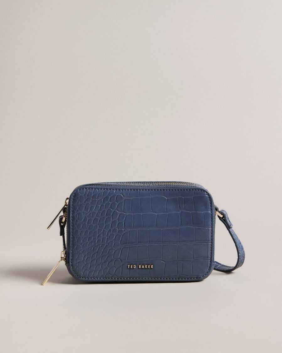 Ted Baker Stina Croc Effect Camera Bag Medium Blue | 5391468-UC