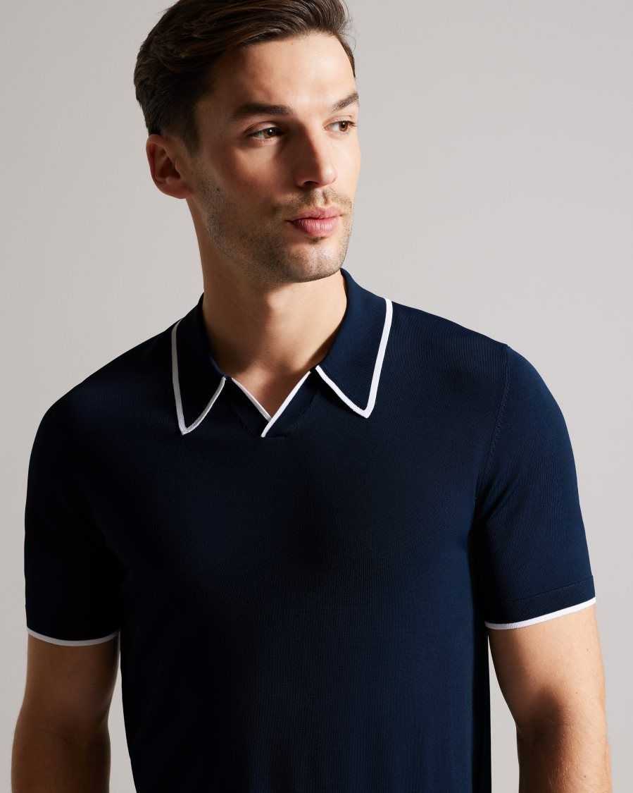 Ted Baker Stortfo Short Sleeve Rayon Polo Shirt Navy | 0953671-XY