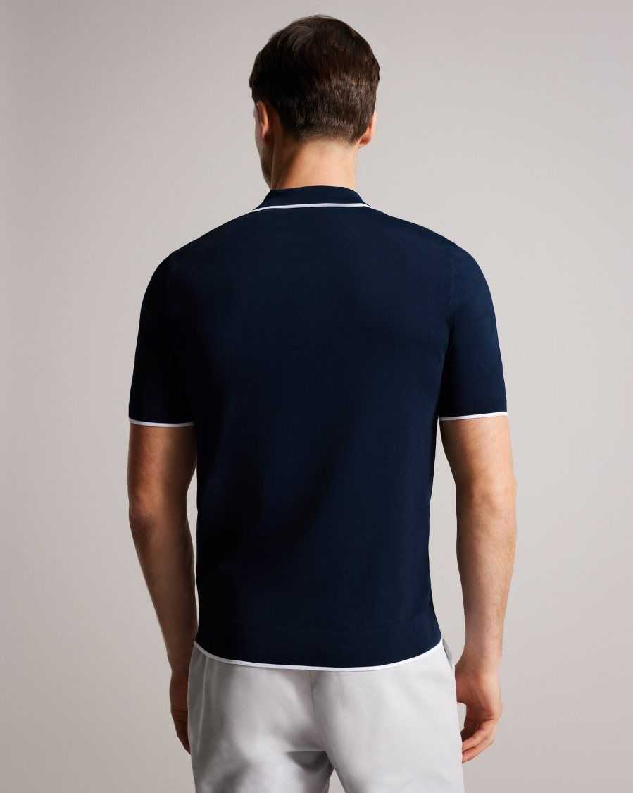 Ted Baker Stortfo Short Sleeve Rayon Polo Shirt Navy | 0953671-XY