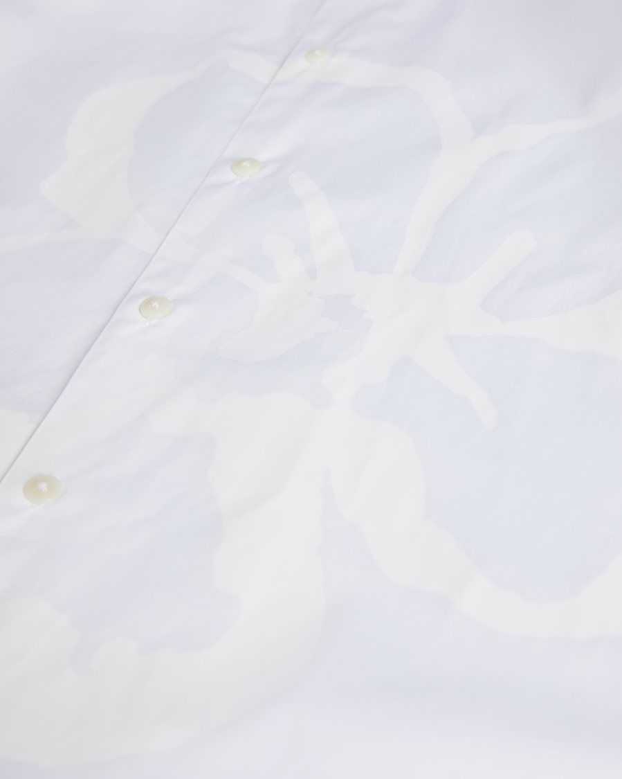 Ted Baker Strafod Long Sleeve Large Flower Placement Print Shirt White | 2316409-FS