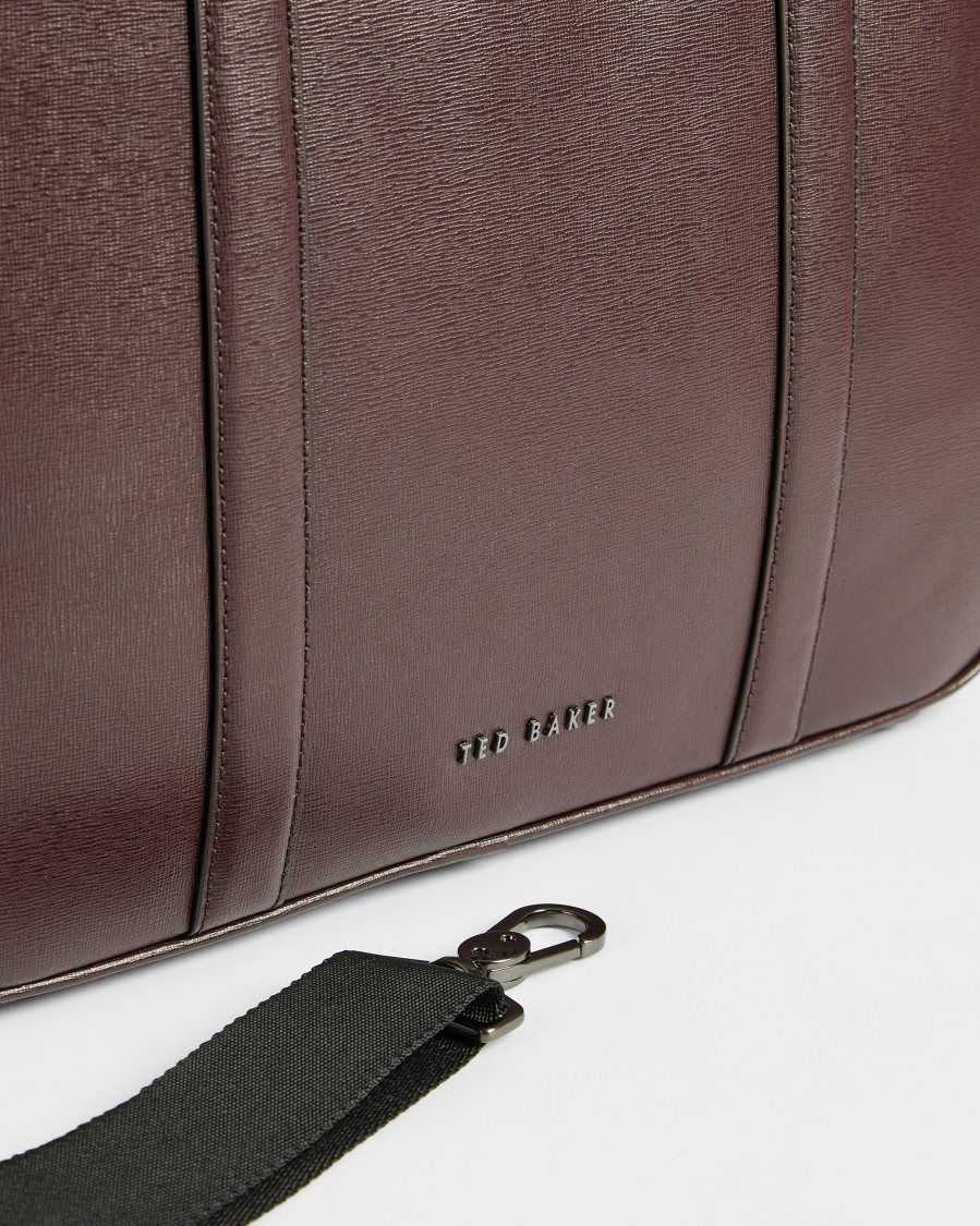 Ted Baker Strath Saffiano Leather Document Bag Oxblood | 3842097-AO