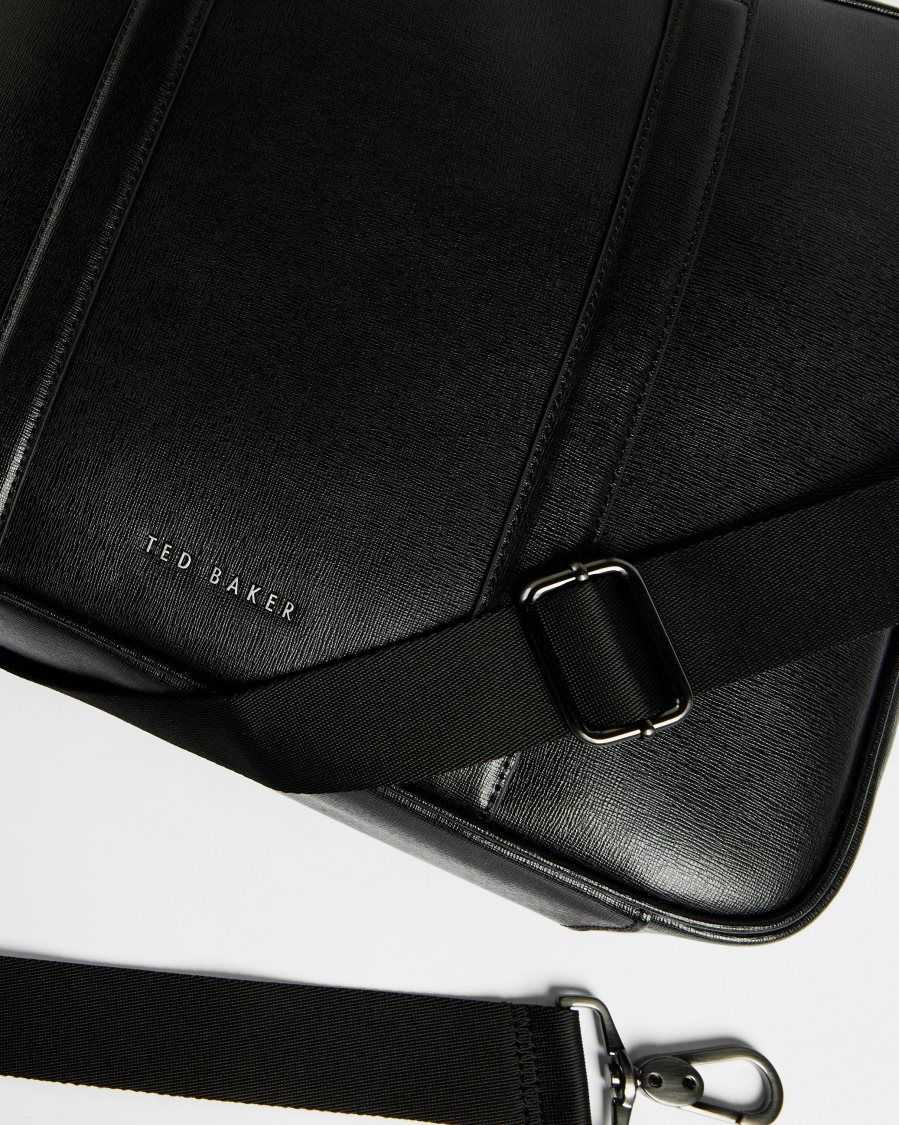 Ted Baker Strath Saffiano Leather Document Bag Black | 3905627-BX