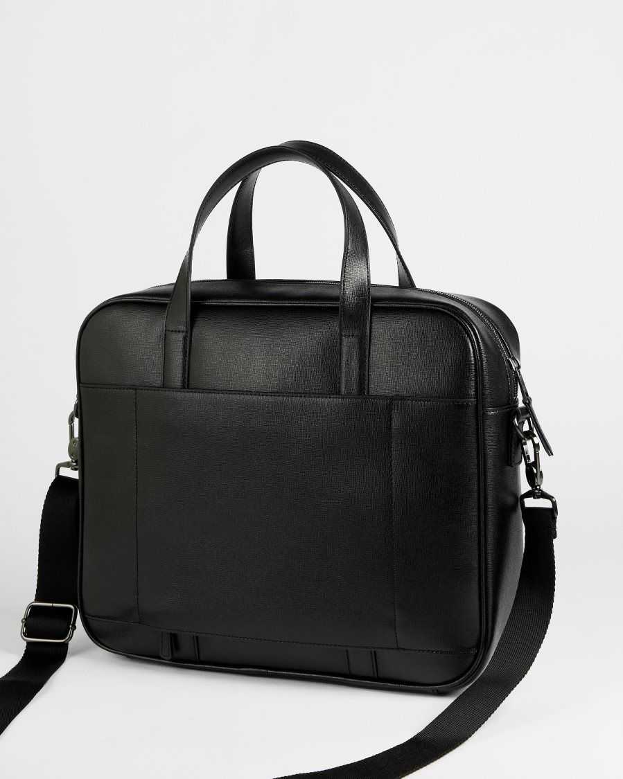 Ted Baker Strath Saffiano Leather Document Bag Black | 3905627-BX