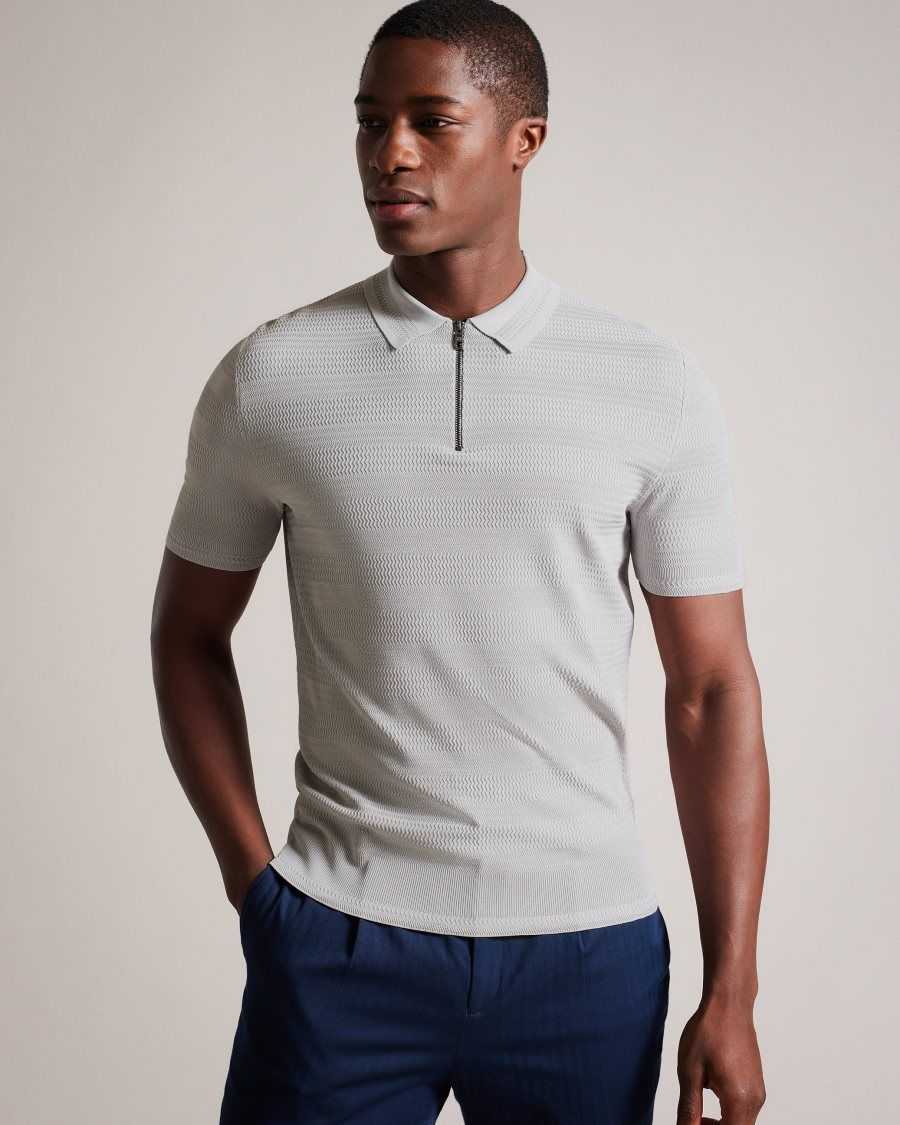 Ted Baker Stree Short Sleeve Textured Polo Shirt Grey | 6107352-JC